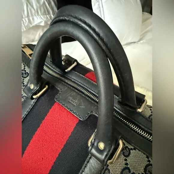 Gucci Blue and Red Striped Boston Bag - Picture 3 of 17